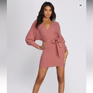 Windsor Dusty Rose Ribbed Knit Dress